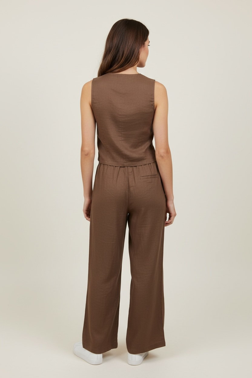 GILET IN LINO CON BOTTONI - image 7