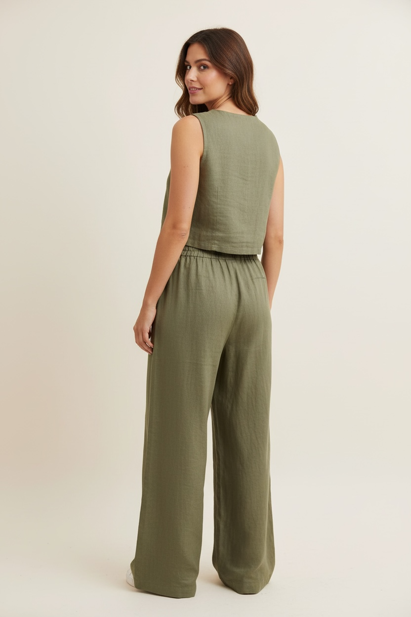 GILET IN LINO CON BOTTONI - image 9