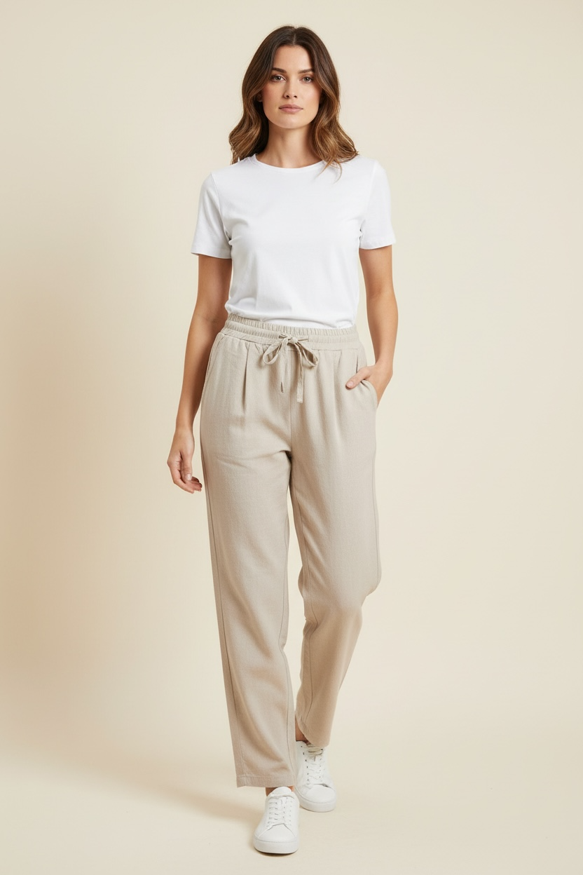 PANTALONE IN LINO GAMBA LARGA