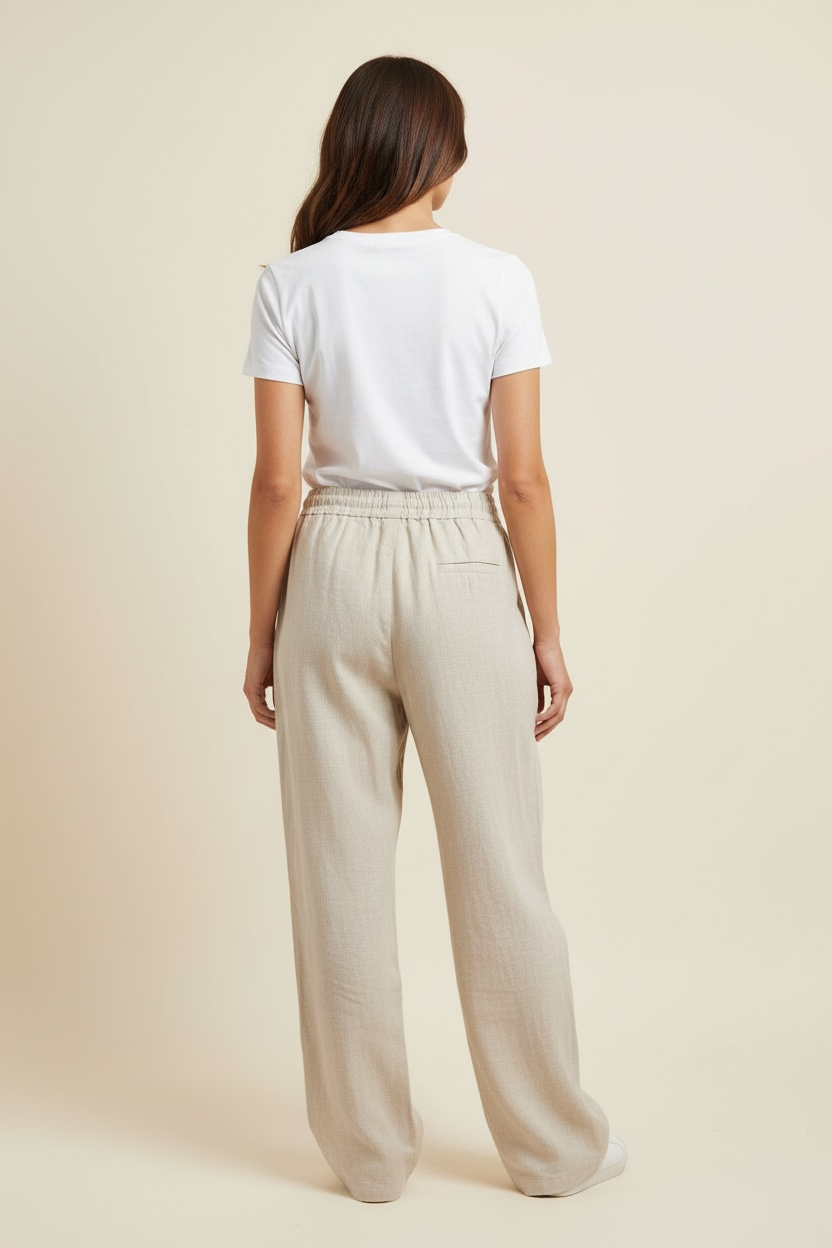 Pantalone in lino gamba larga