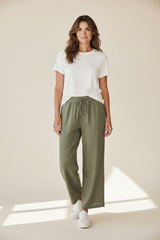 Pantalone in lino gamba larga