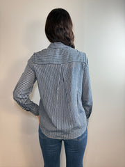 Camicia a righe con strass
