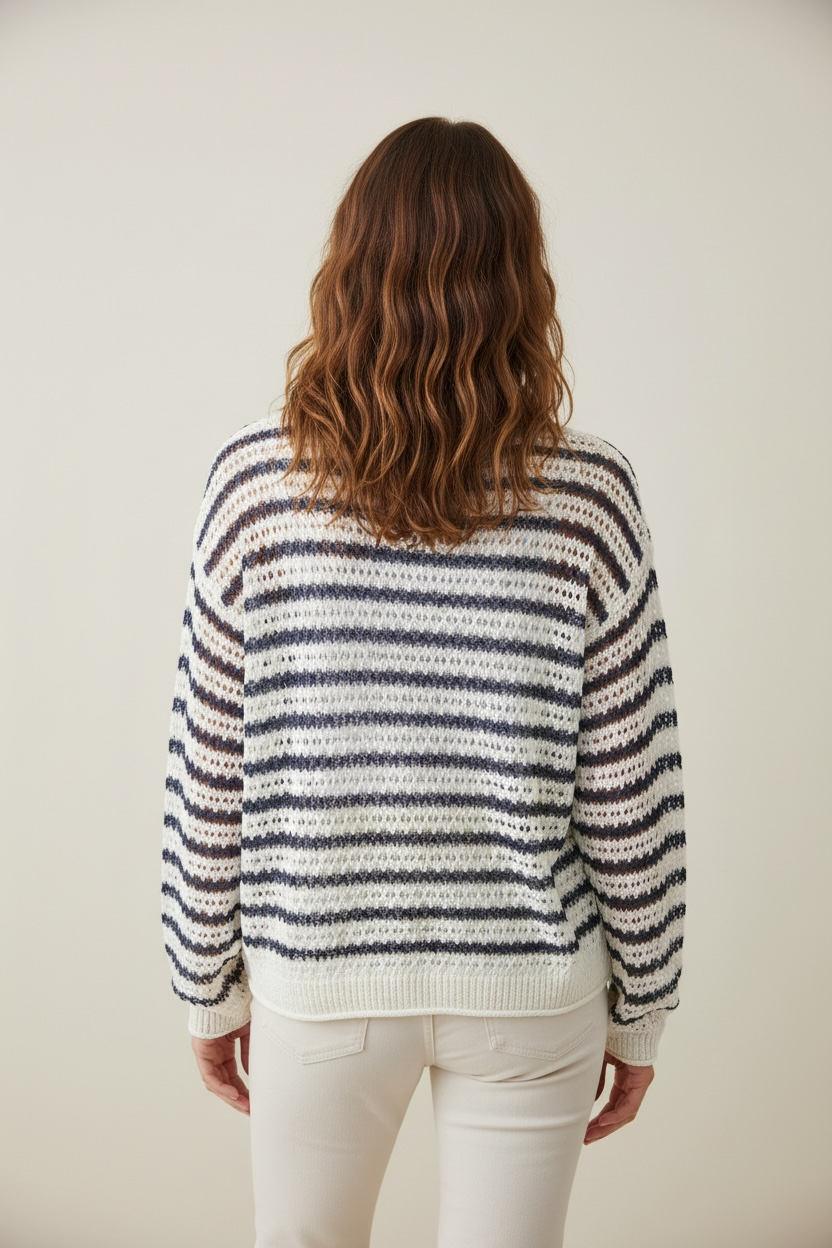 Maglia rigata traforata over