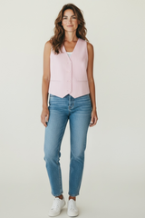 GILET GESSATO CORTO CON 4 BOTTONI
