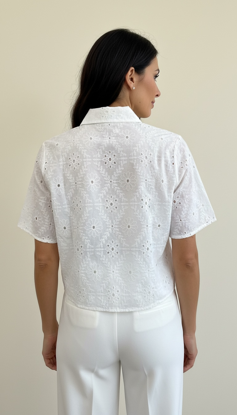 Camicia traforata con ricami