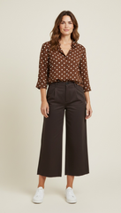 CAMICIA IN VISCOSA A POIS BOTTONI NASCOSTI