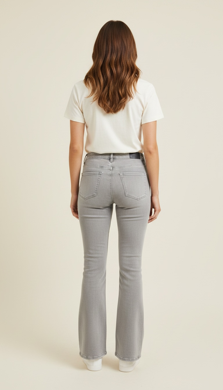 Jeans a zampa grigio chiaro