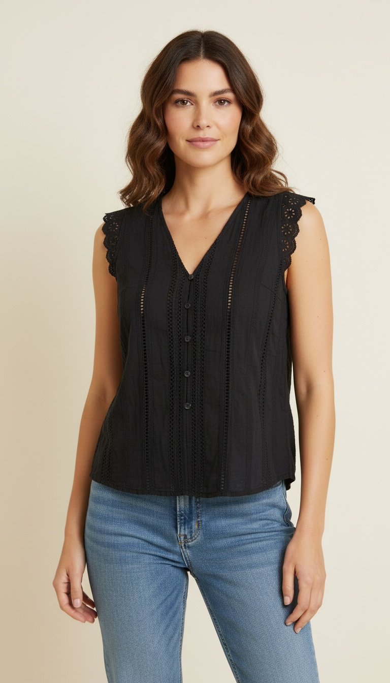 Camicia giromanica in pizzo sangallo