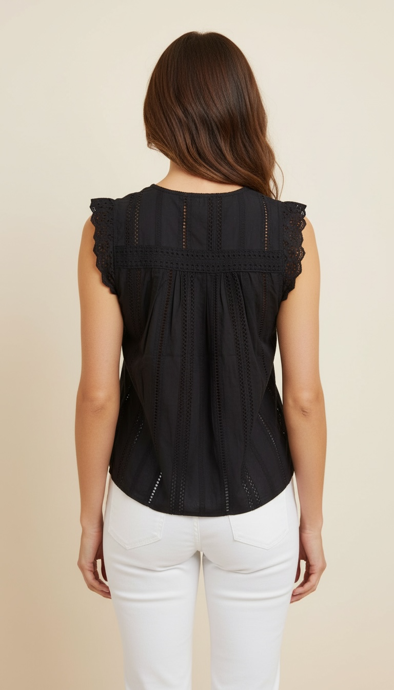 Camicia giromanica in pizzo sangallo