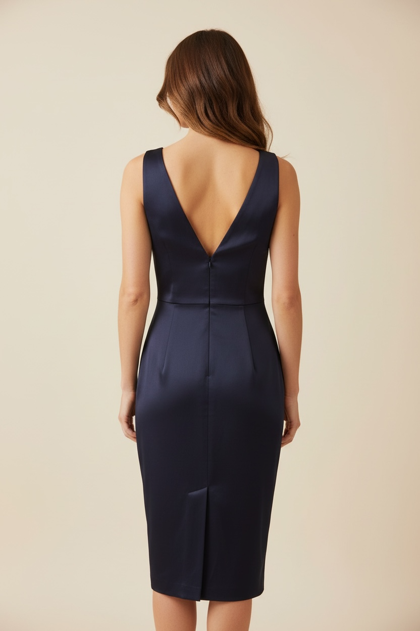 Abito midi con scollo a v con rouches