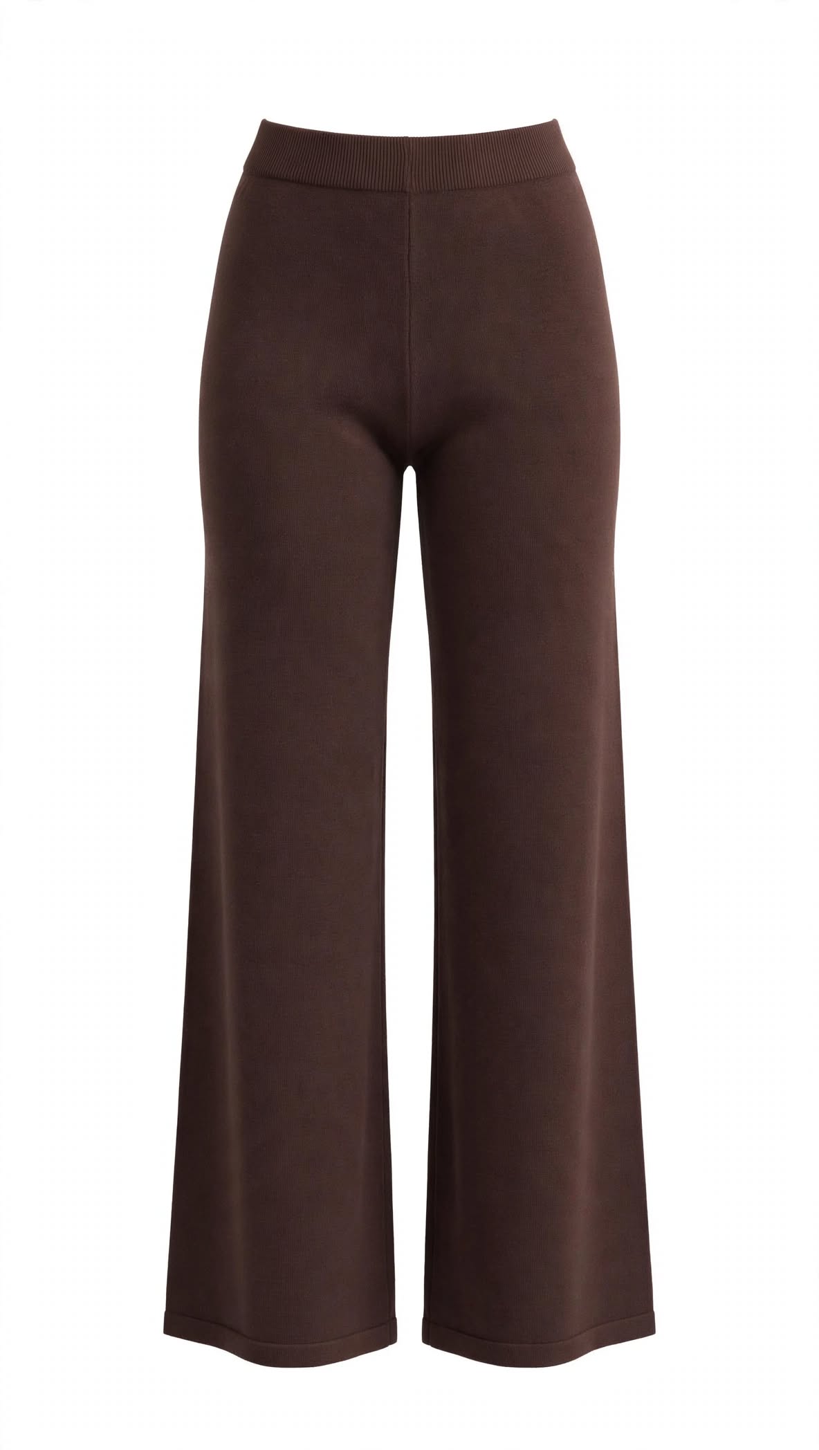 Pantalone a gamba larga in maglia rasata vita alta elasticizzata