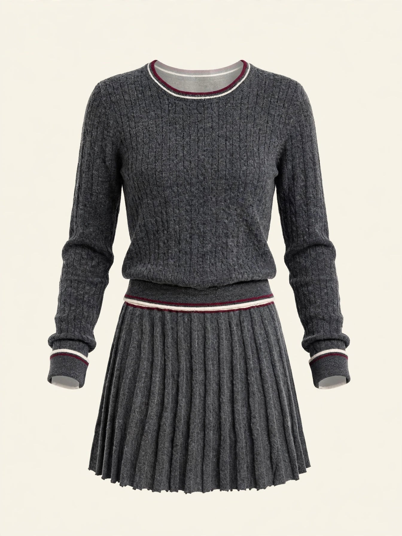 Gonna e maglione con bordi a contrasto