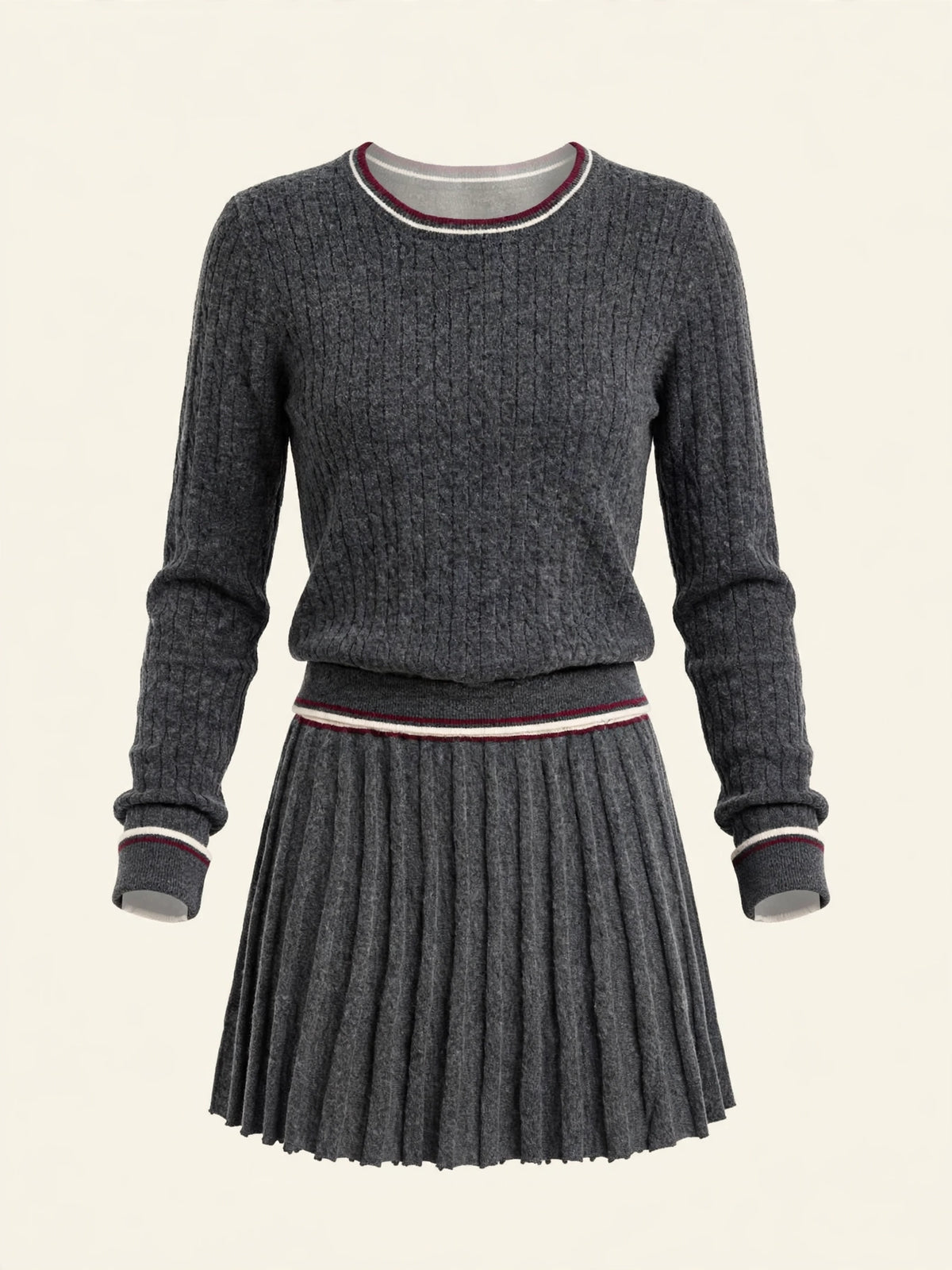 MAGLIONE A COSTINE CON BORDI A CONTRASTO