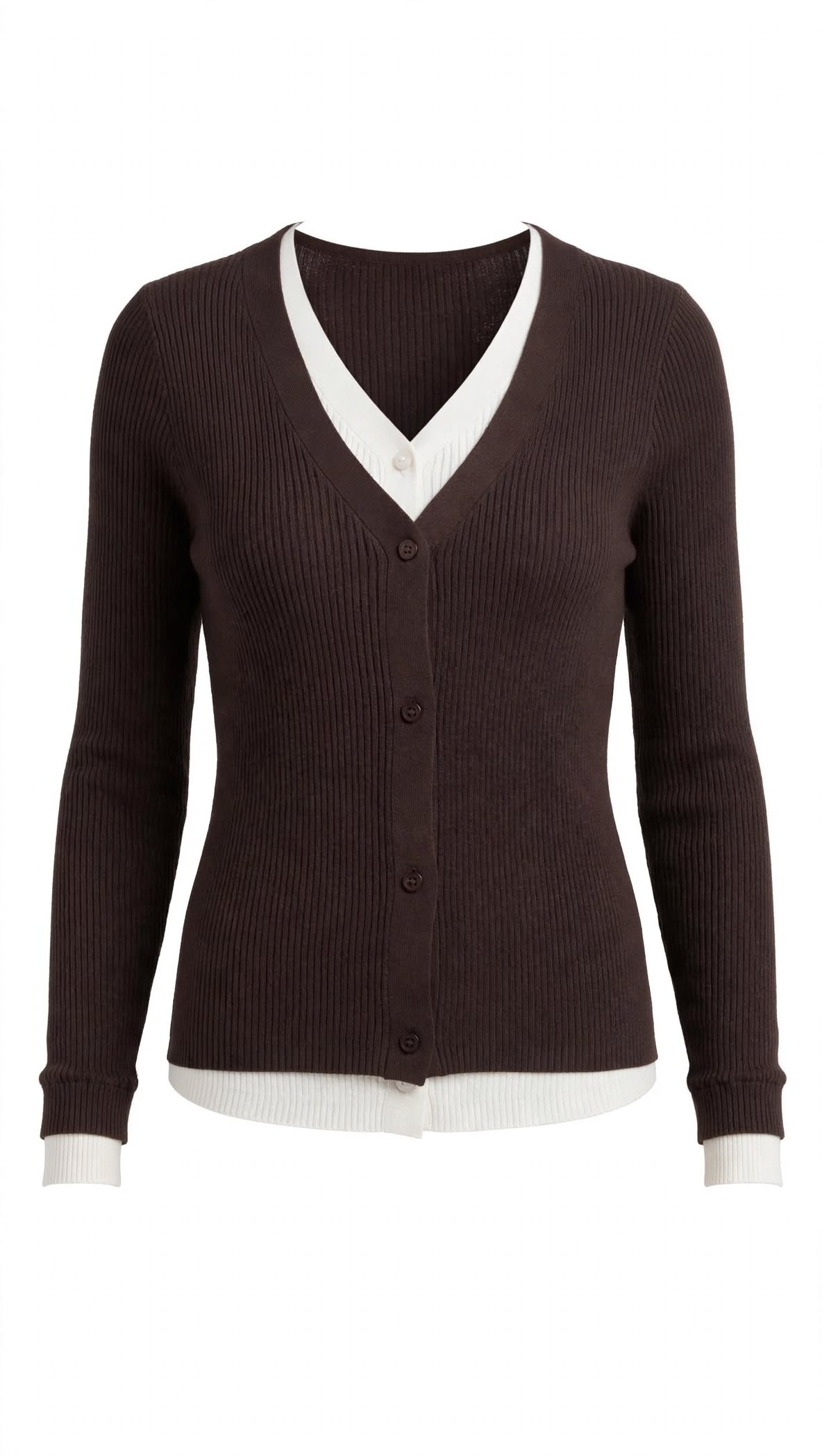 Cardigan doppio strato effetto camicia