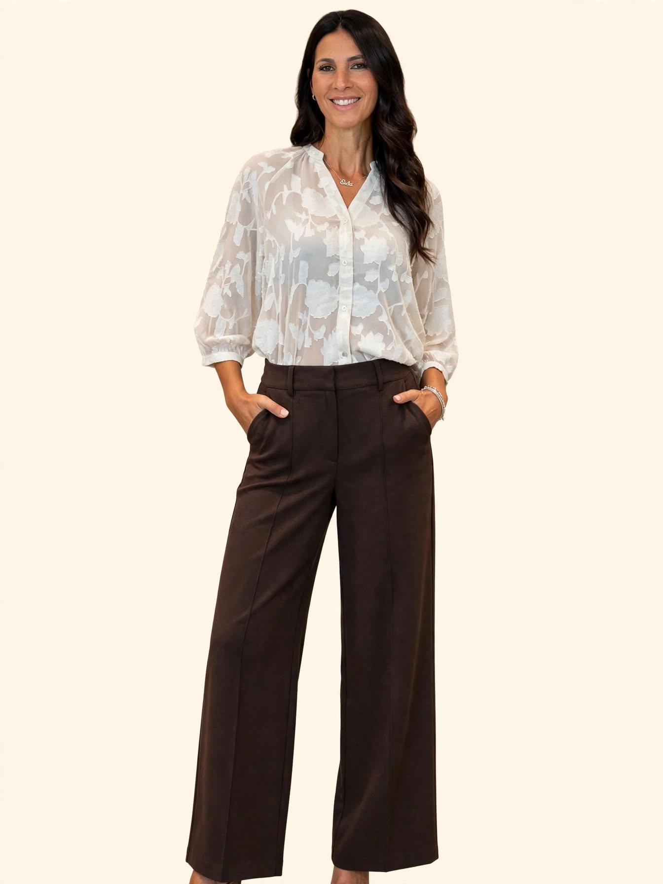 Pantalone a palazzo wide leg a piega