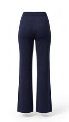 Pantalone a gamba larga in maglia rasata vita alta elasticizzata