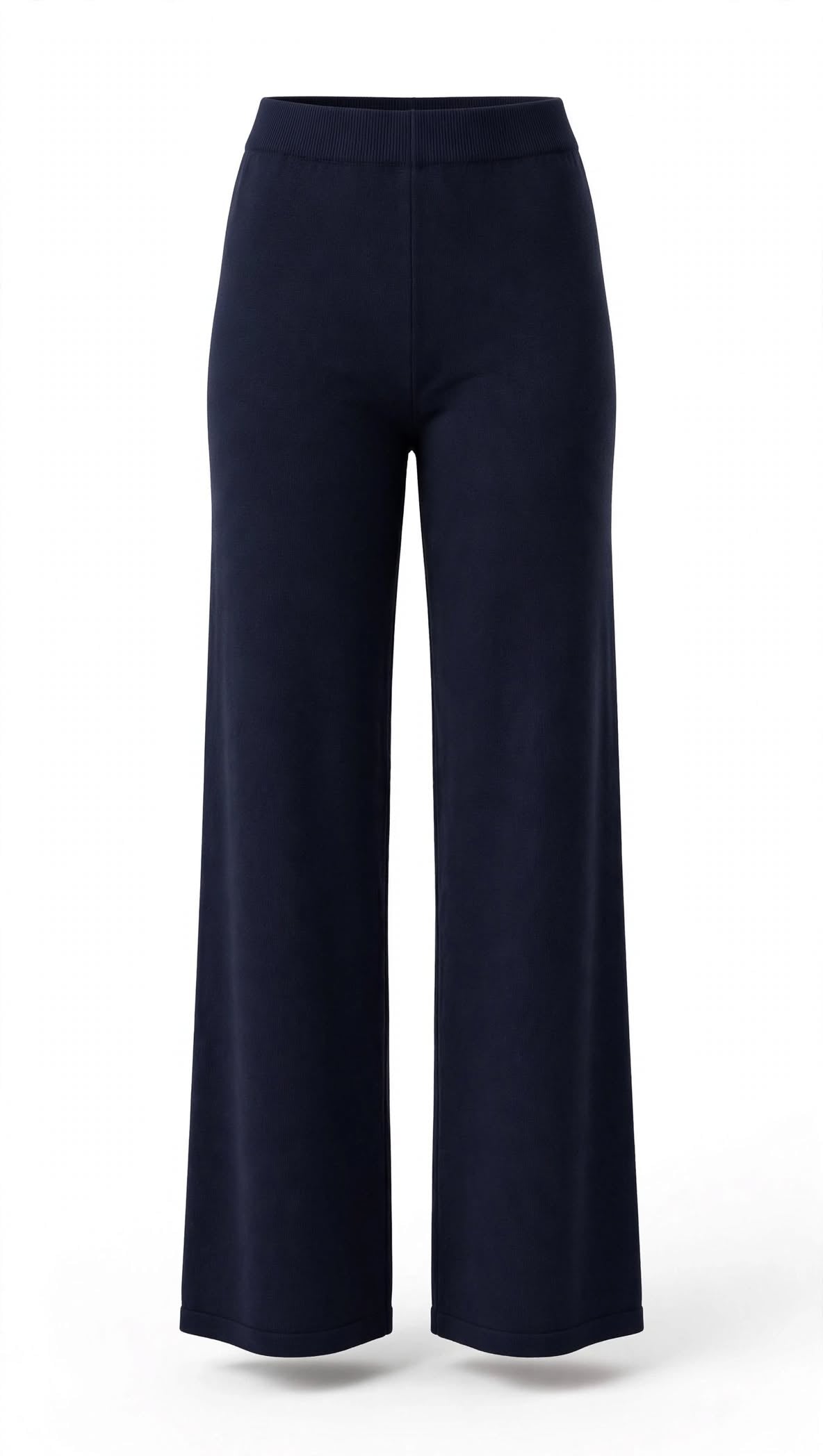 Pantalone a gamba larga in maglia rasata vita alta elasticizzata
