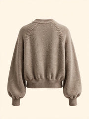 Cardigan girocollo a costine con bottoni frontali metallici