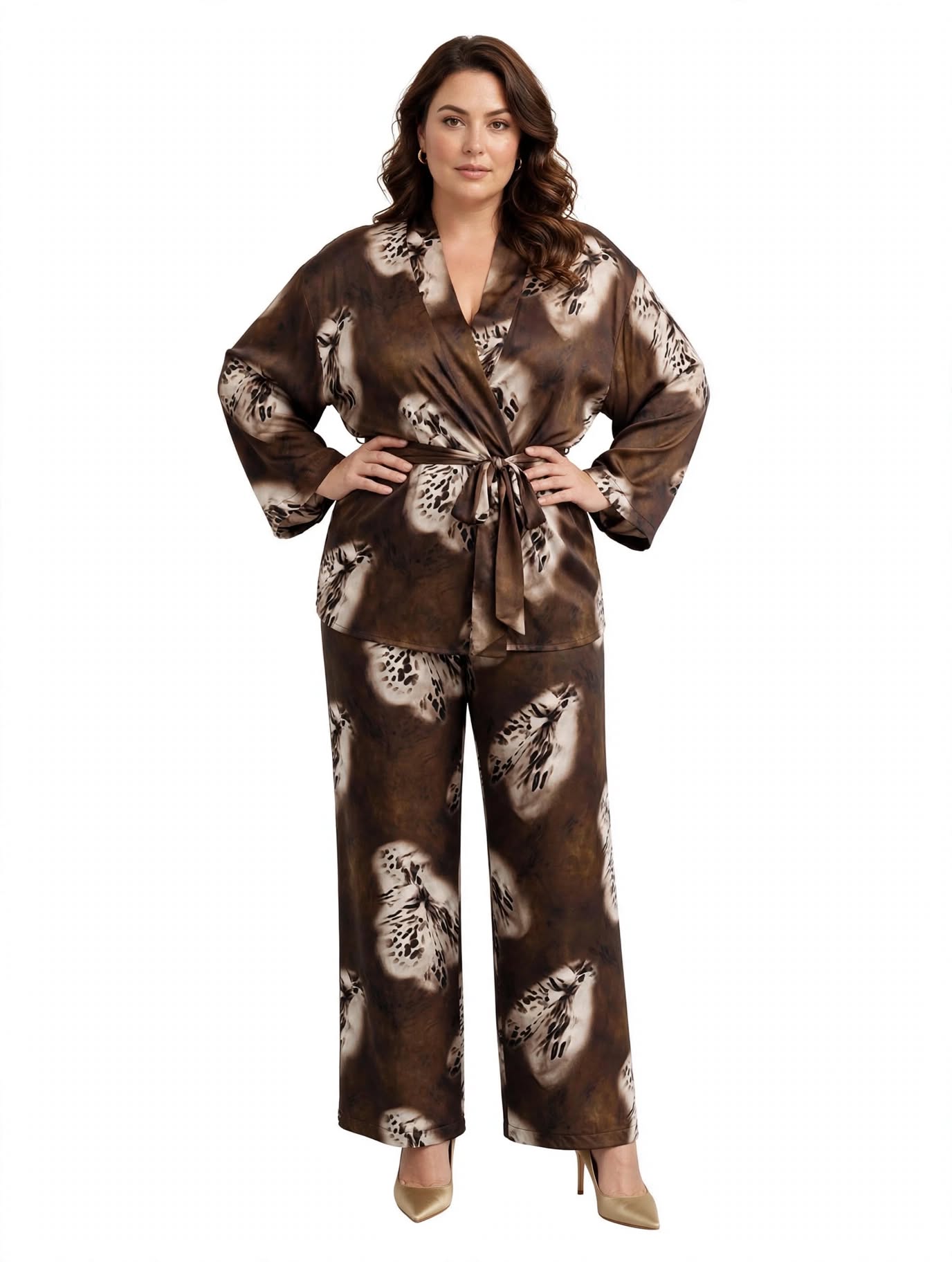 Kimono in raso a fantasia
