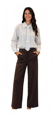Camicia a righe con cravatta integrata
