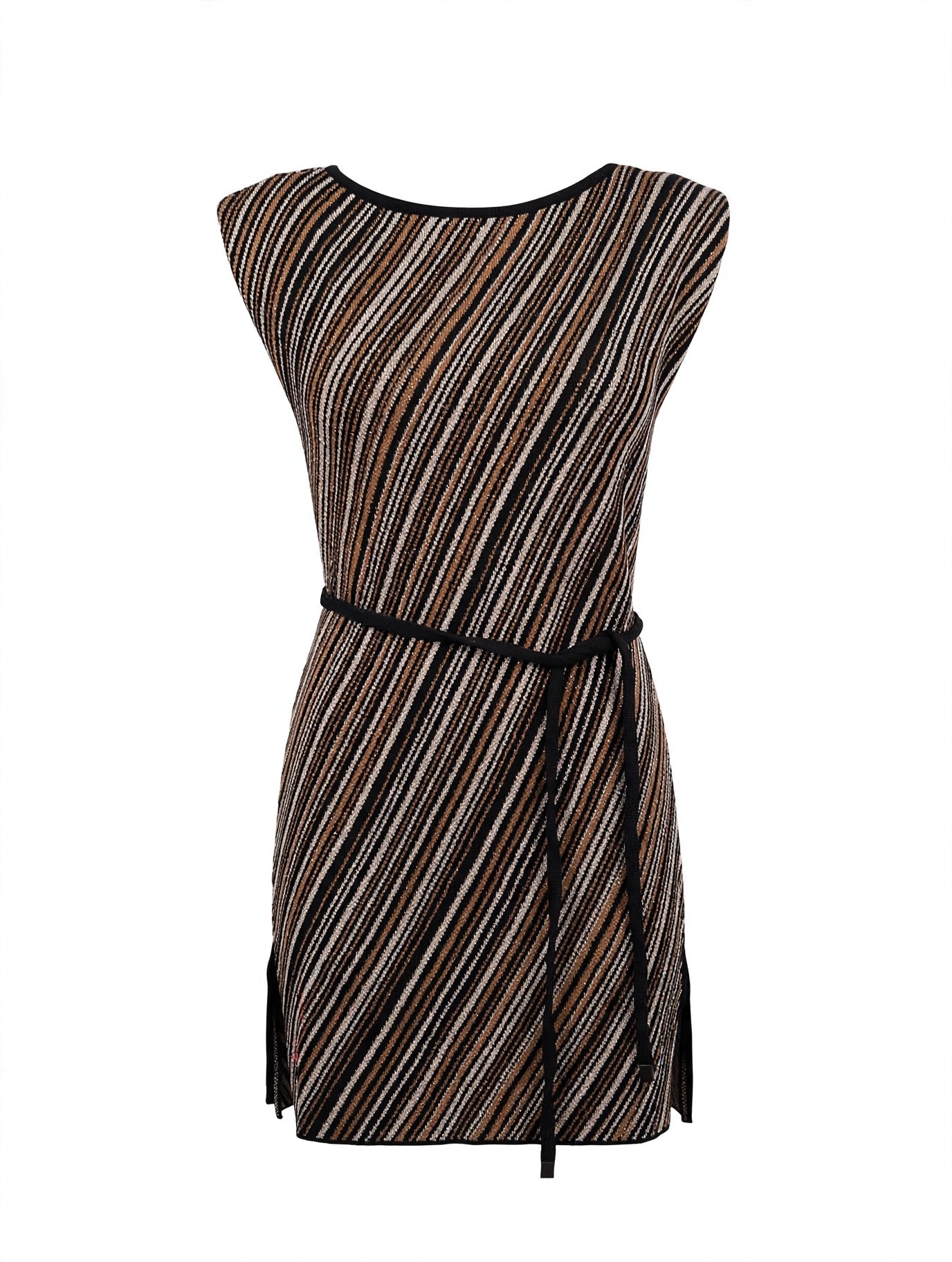 MAGLIA LUNGA SMANICATA CON SPALLINE E CINTURA IN LUREX