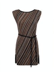 MAGLIA LUNGA SMANICATA CON SPALLINE E CINTURA IN LUREX