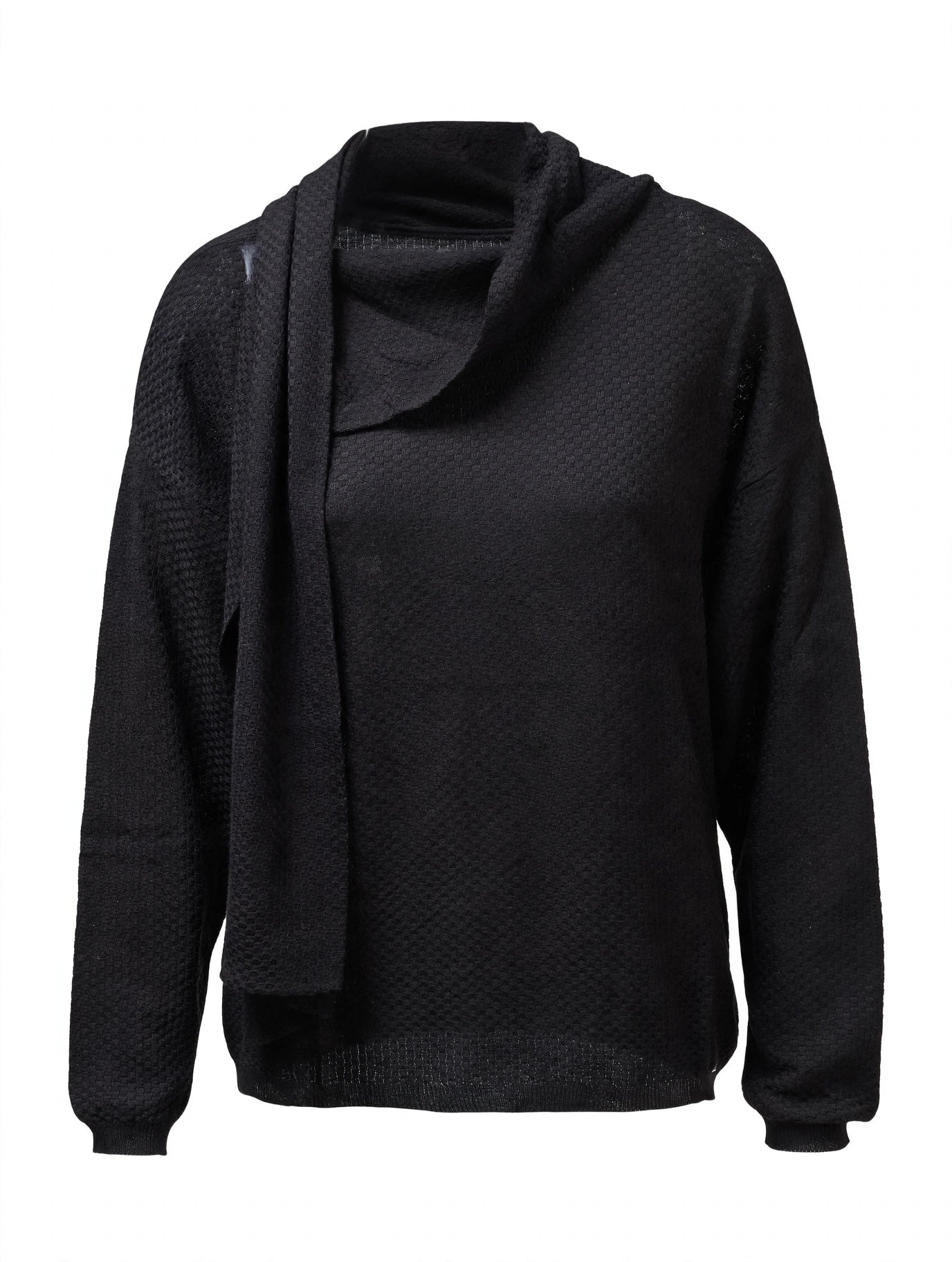 MAGLIA CON COLLO A CASCATA E NODO LATERALE