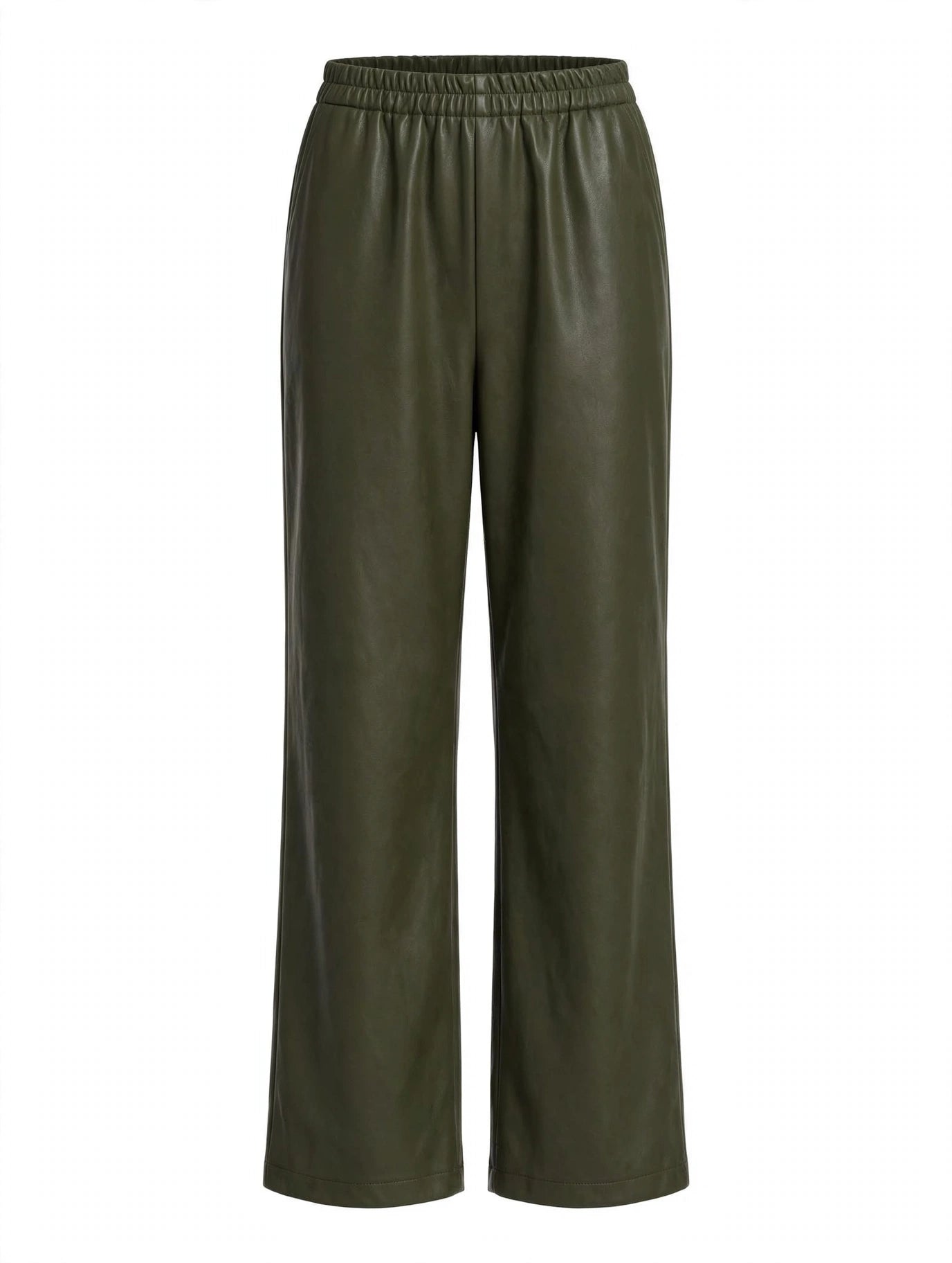 Pantalone in ecopelle dritto con elastico taglio al ginocchio