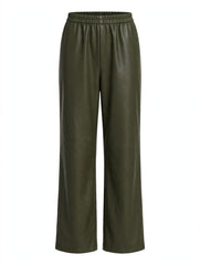 Pantalone in ecopelle dritto con elastico taglio al ginocchio
