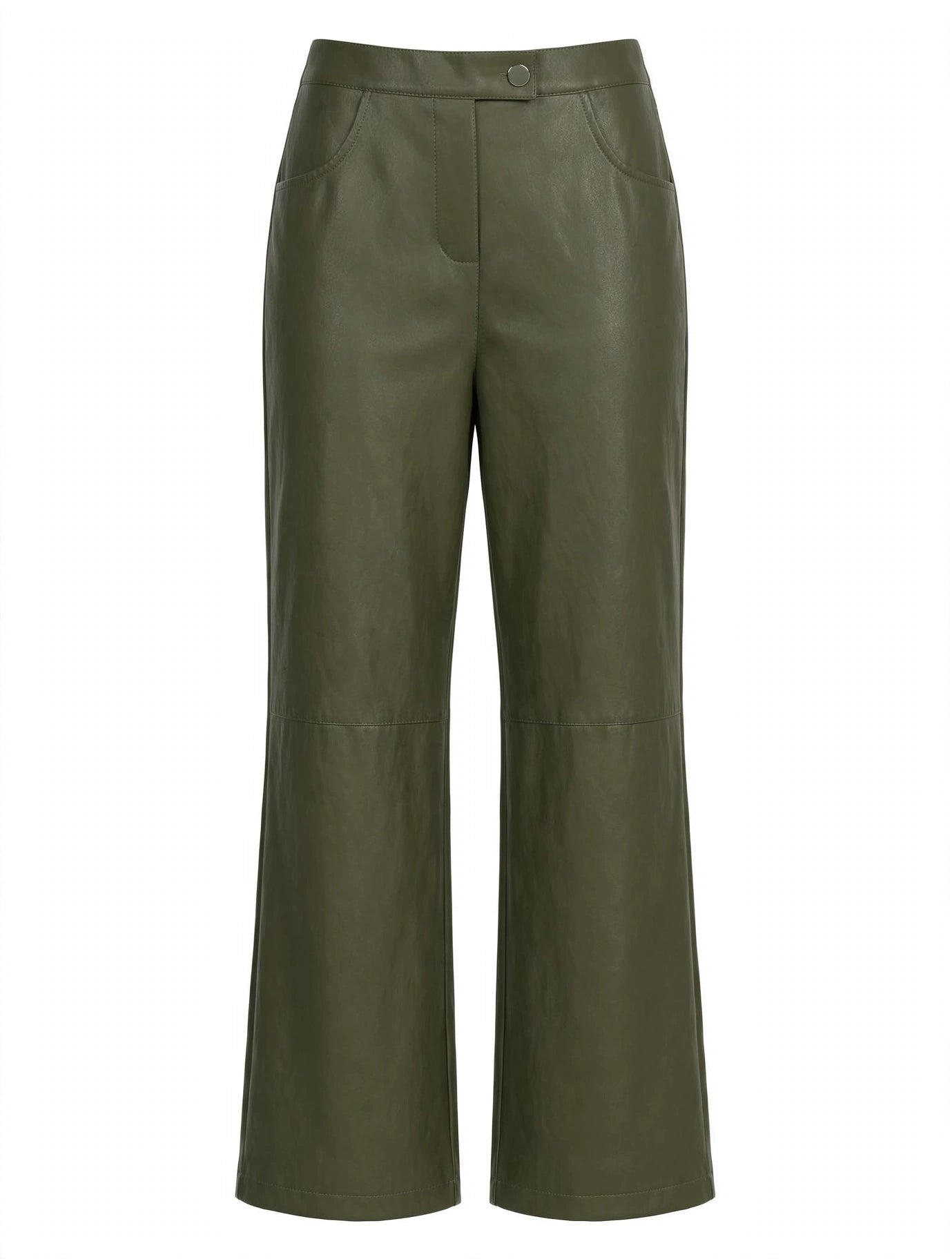 Pantalone in ecopelle dritto con elastico taglio al ginocchio