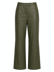 Pantalone in ecopelle dritto con elastico taglio al ginocchio