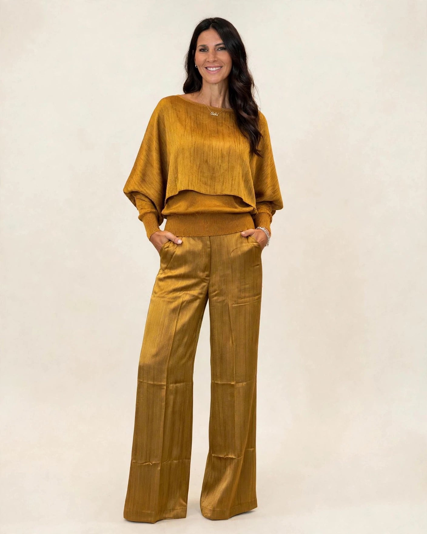 PANTALONE A PALAZZO DONNA EFFETTO RASO