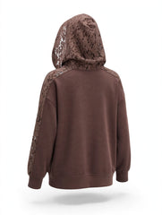 FELPA CON CAPPUCCIO PIZZO E STRASS GIOIELLO