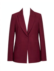 Tailleur con giacca lunga e pantalone a palazzo
