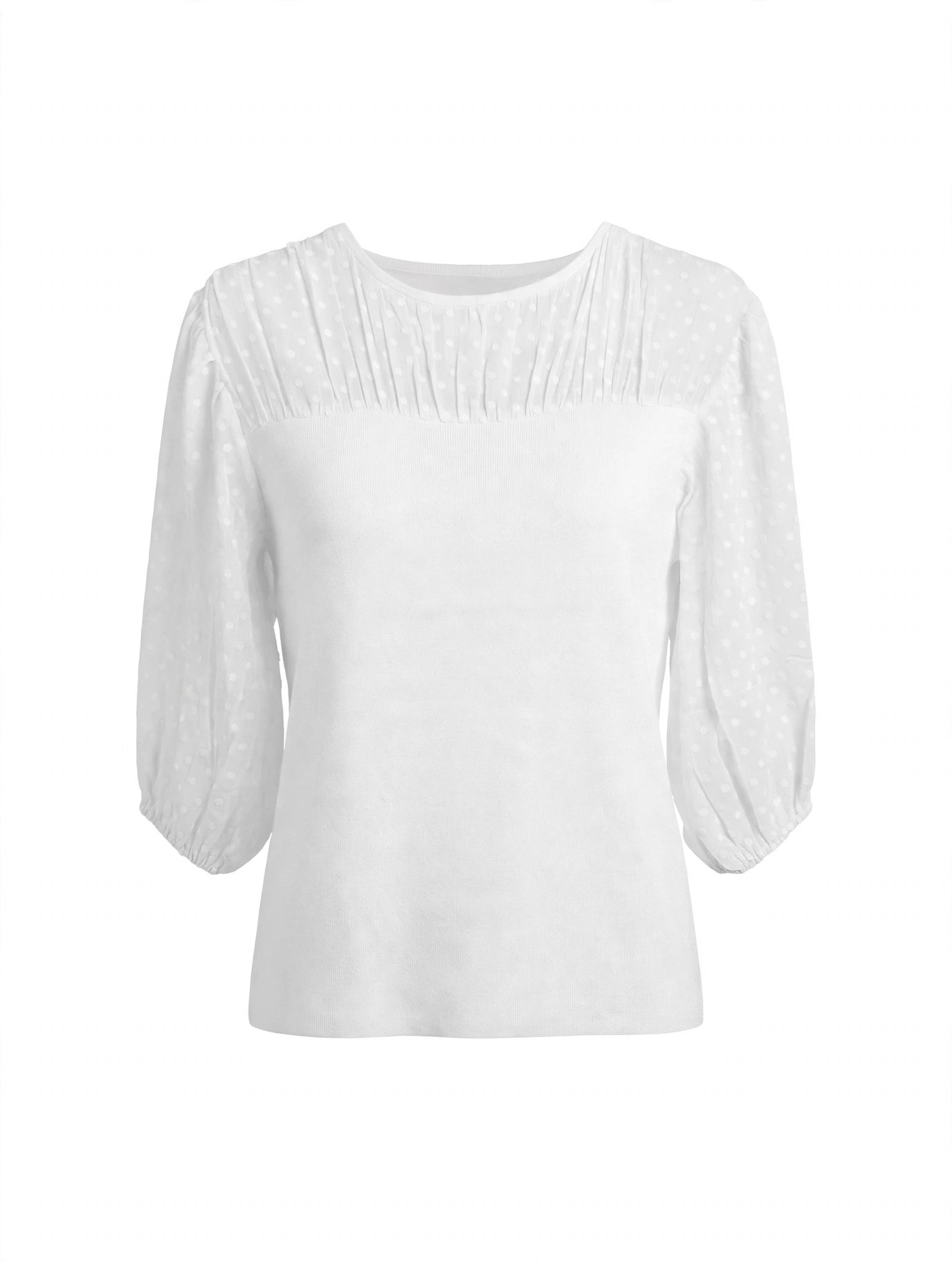 MAGLIA CON MANICHE A PALLONCINO IN VOILE A POIS