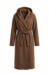 CAPPOTTO LUNGO CINTURA E CAPPUCCIO
