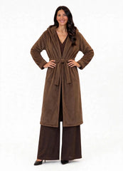 CAPPOTTO LUNGO CINTURA E CAPPUCCIO