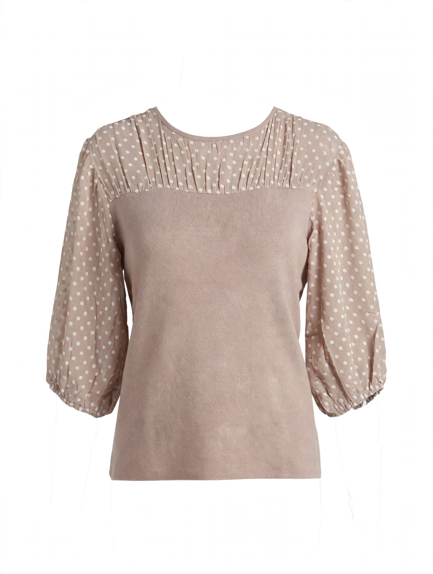 MAGLIA CON MANICHE A PALLONCINO IN VOILE A POIS