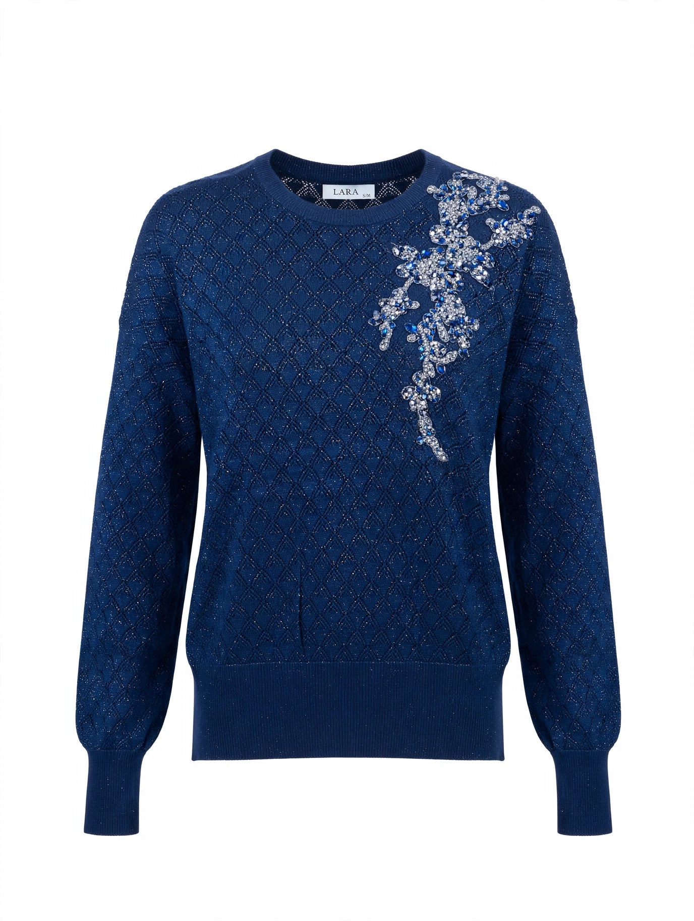 MAGLIA IN LUREX CON RICAMO PERLINE