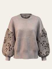 MAGLIA CON MANICHE IN VELO E VELLUTO