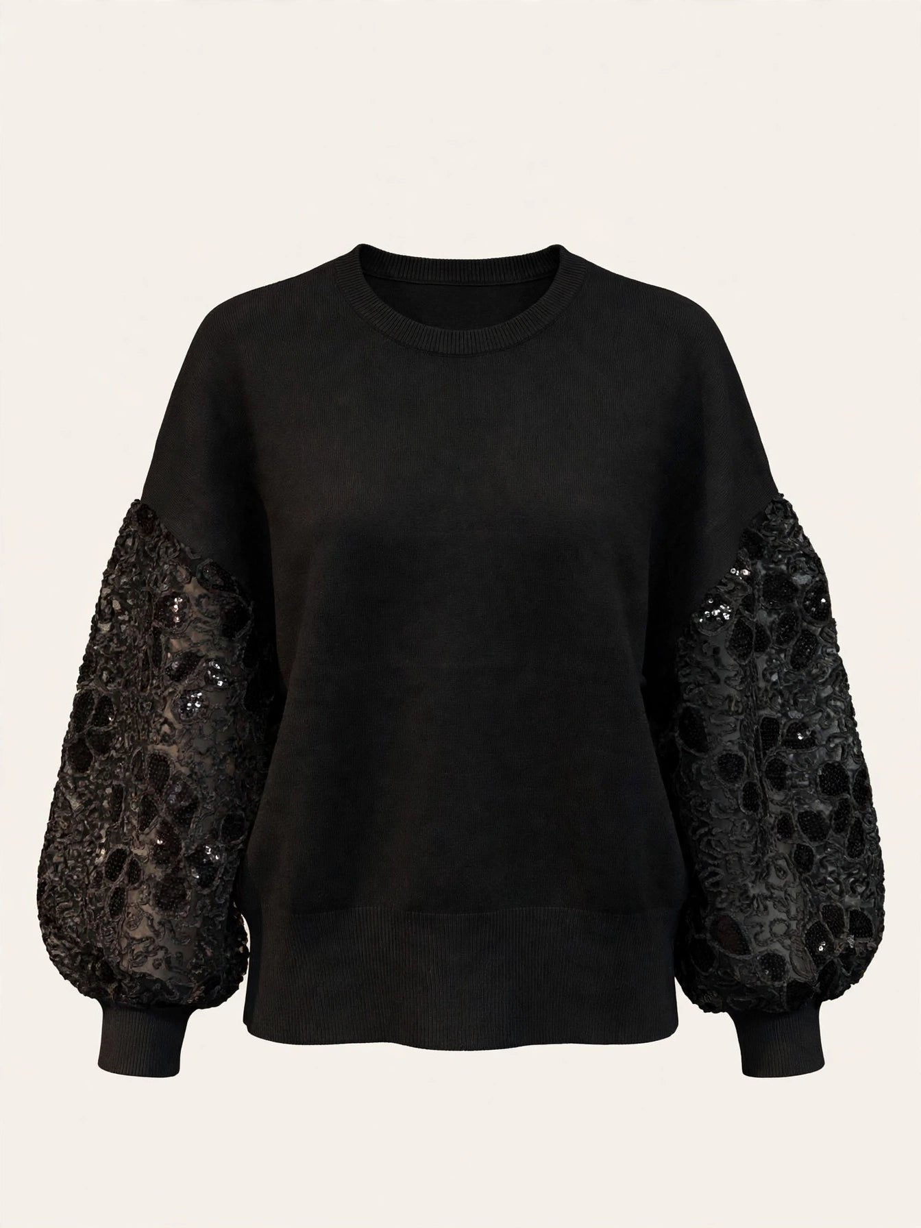 MAGLIA CON MANICHE IN VELO E VELLUTO