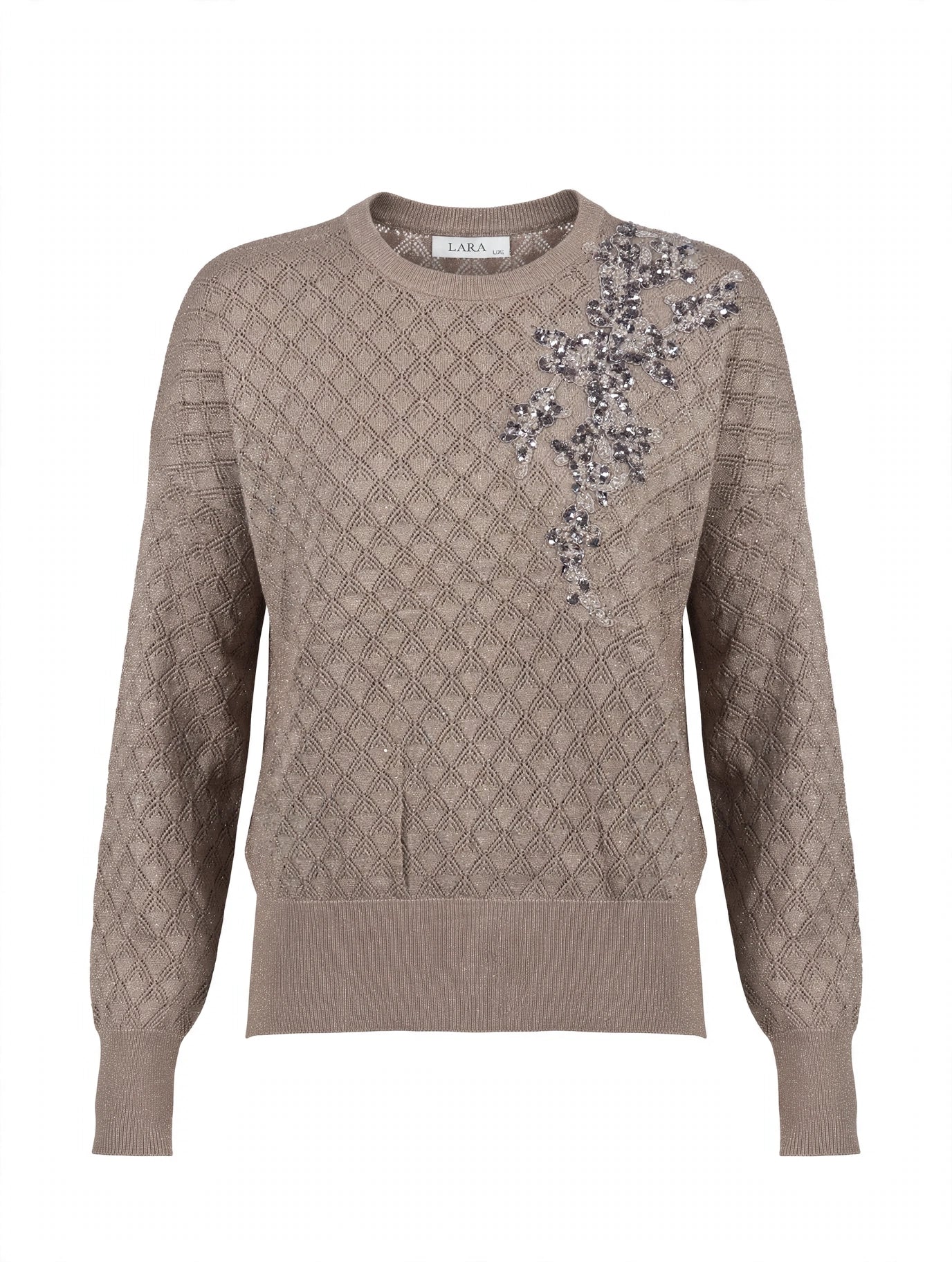 MAGLIA IN LUREX CON RICAMO PERLINE