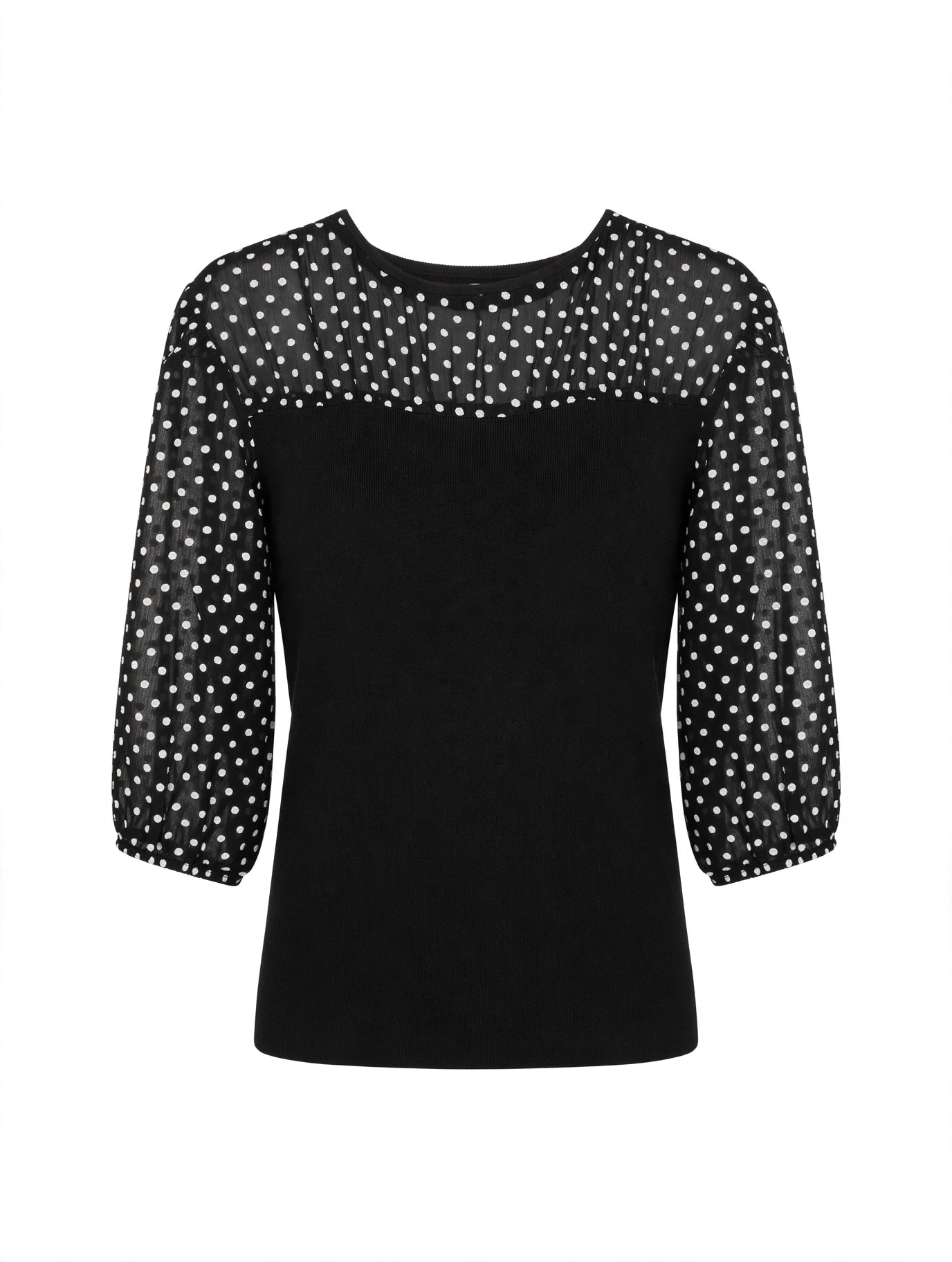 MAGLIA CON MANICHE A PALLONCINO IN VOILE A POIS