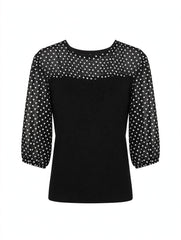 MAGLIA CON MANICHE A PALLONCINO IN VOILE A POIS
