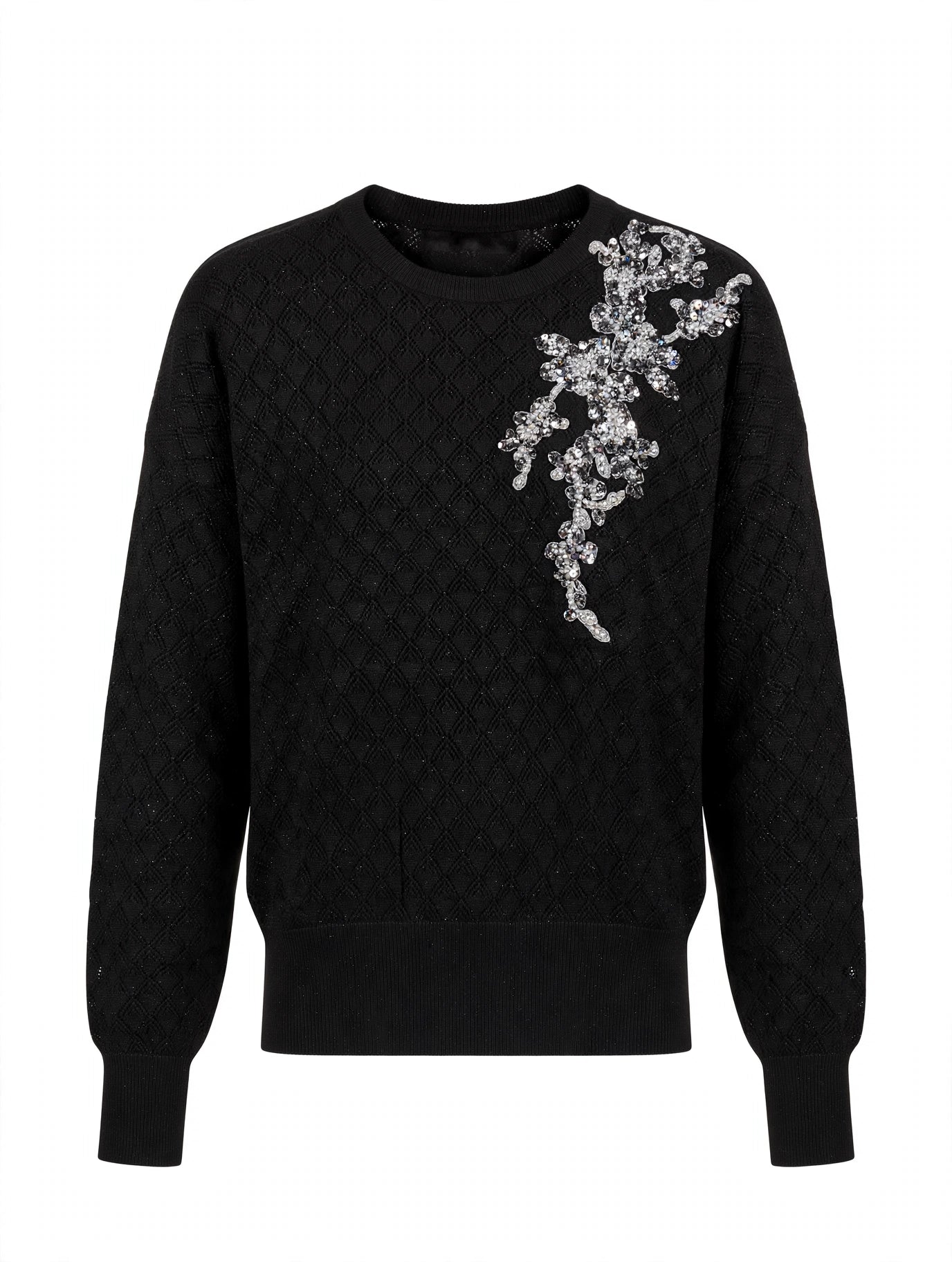 MAGLIA IN LUREX CON RICAMO PERLINE