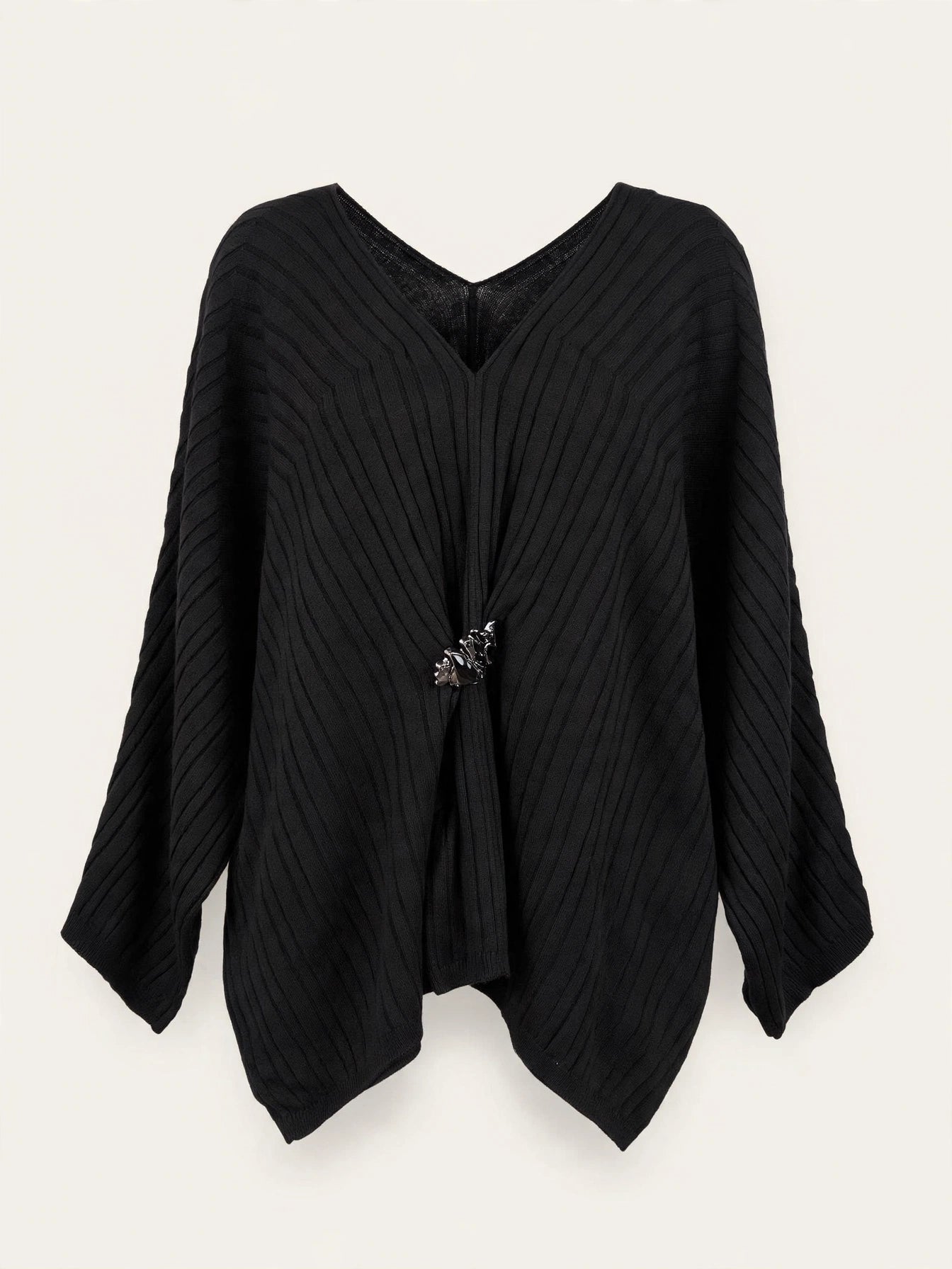 MAGLIA PONCHO CON DETTAGLIO CENTRALE ORO
