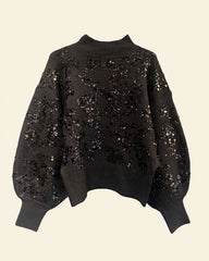 MAGLIONE CON PAILLETES COLLO ALTO OVERSIZE