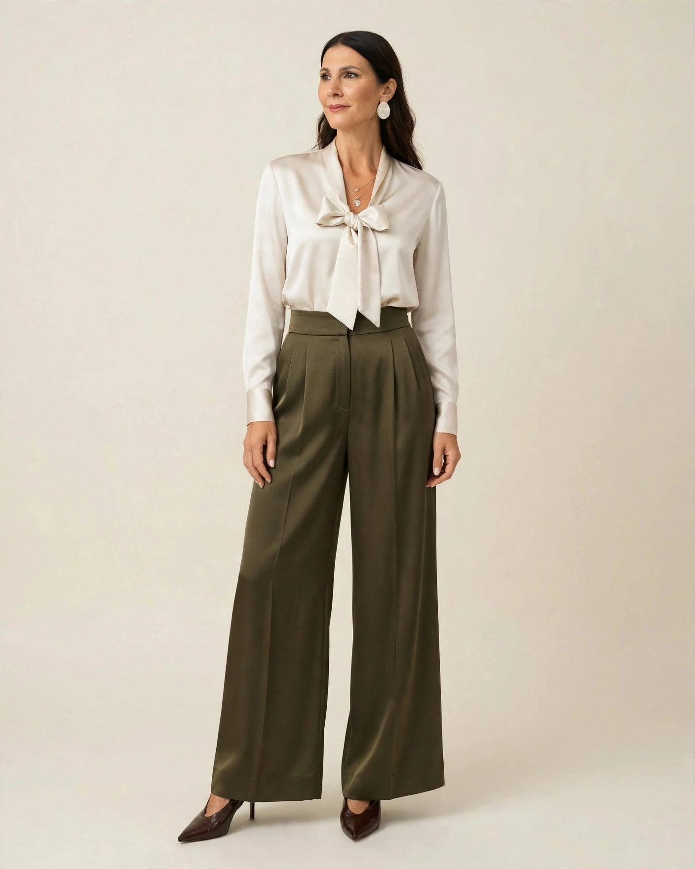 PANTALONE PALAZZO IN TESSUTO SATINATO FLUIDO