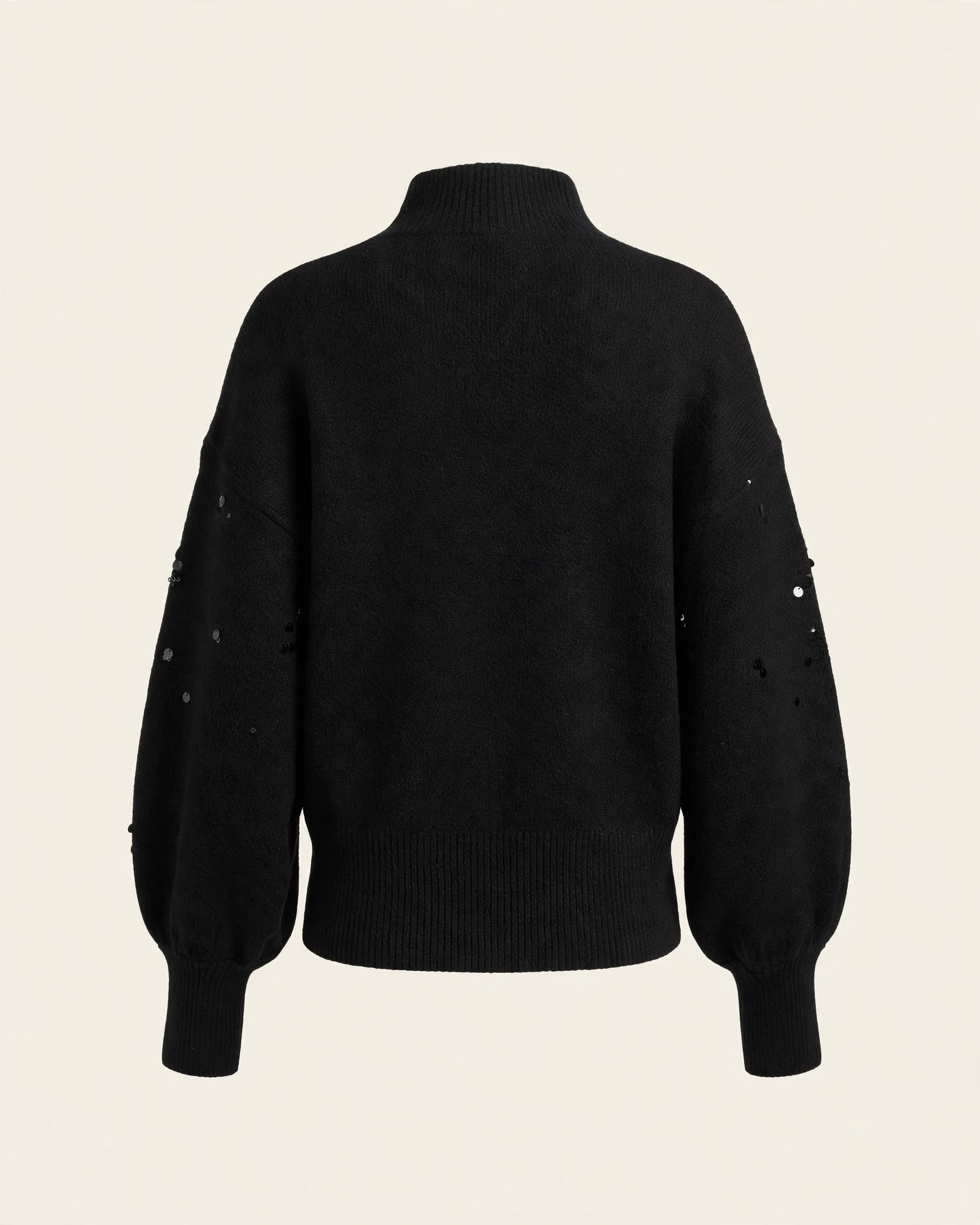 MAGLIONE CON PAILLETES COLLO ALTO OVERSIZE