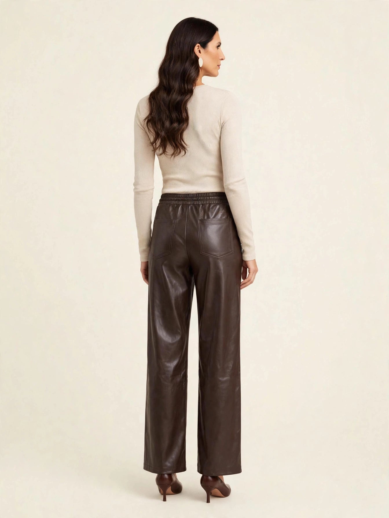 PANTALONE PALAZZO IN ECOPELLE CON COULISSE
